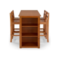 Mesa desayunadora / Barra con estantería lateral + banquetas