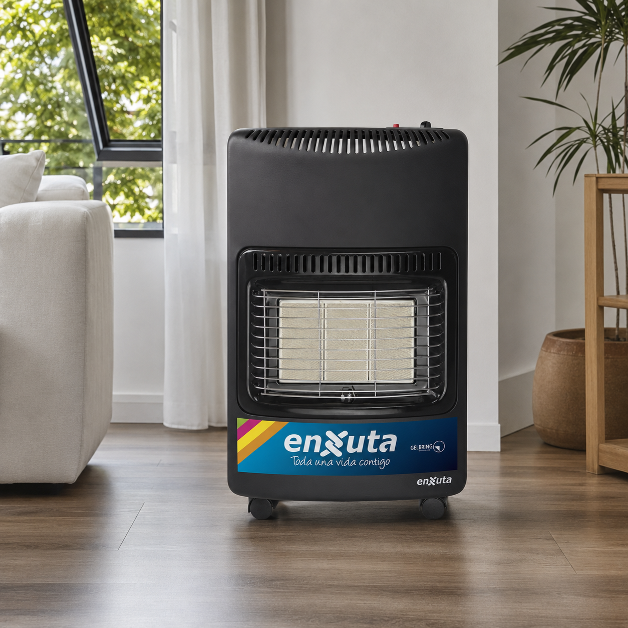 Estufa a Gas Enxuta EENXGV2 Negra con Ruedas