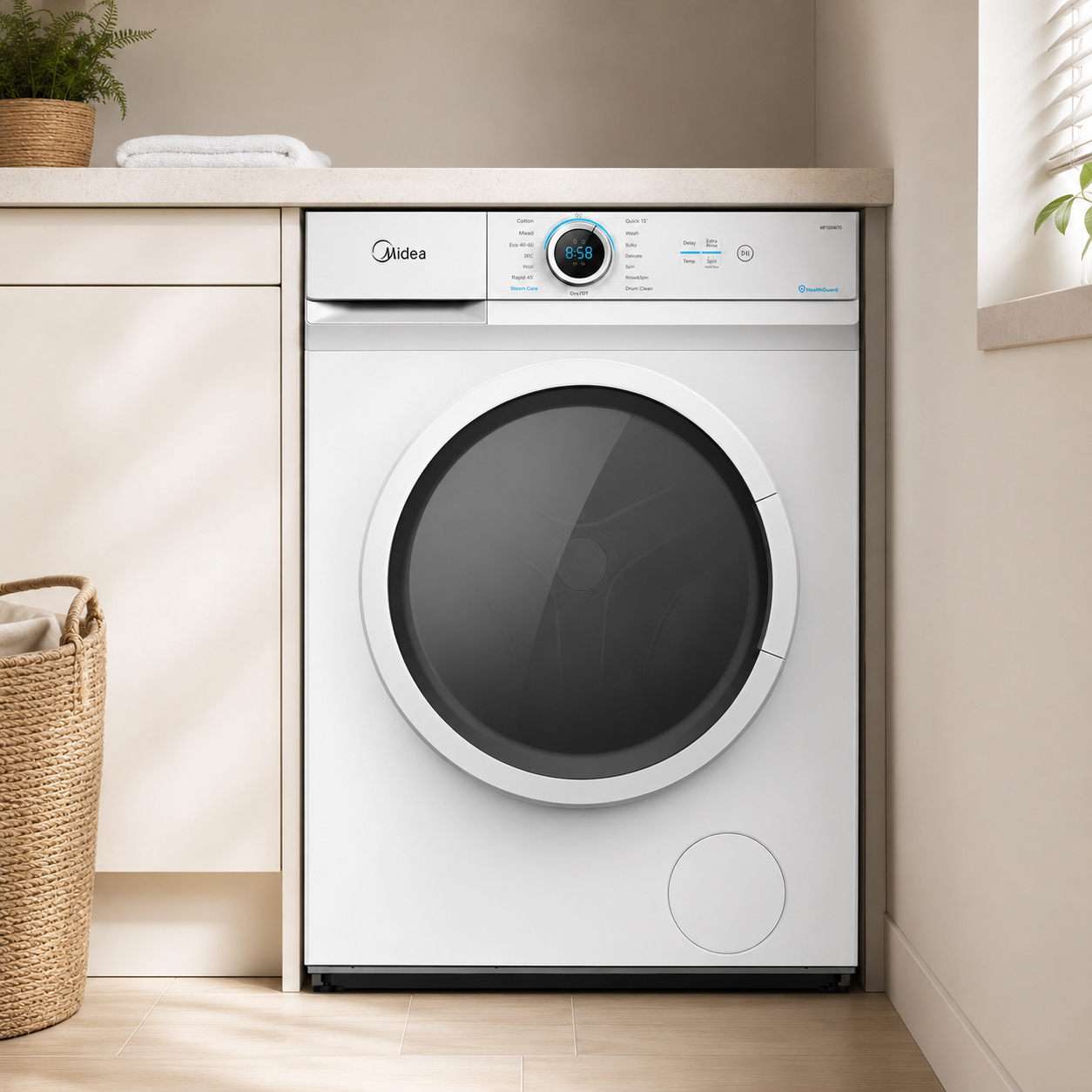 Lavarropas Midea MF100W70 Carga Frontal 7 kg – Blanco