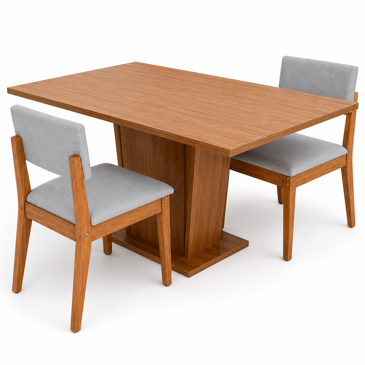 Juego de Comedor Moderno de 6 Sillas Tapizadas – Mesa Acabado Madera Natural