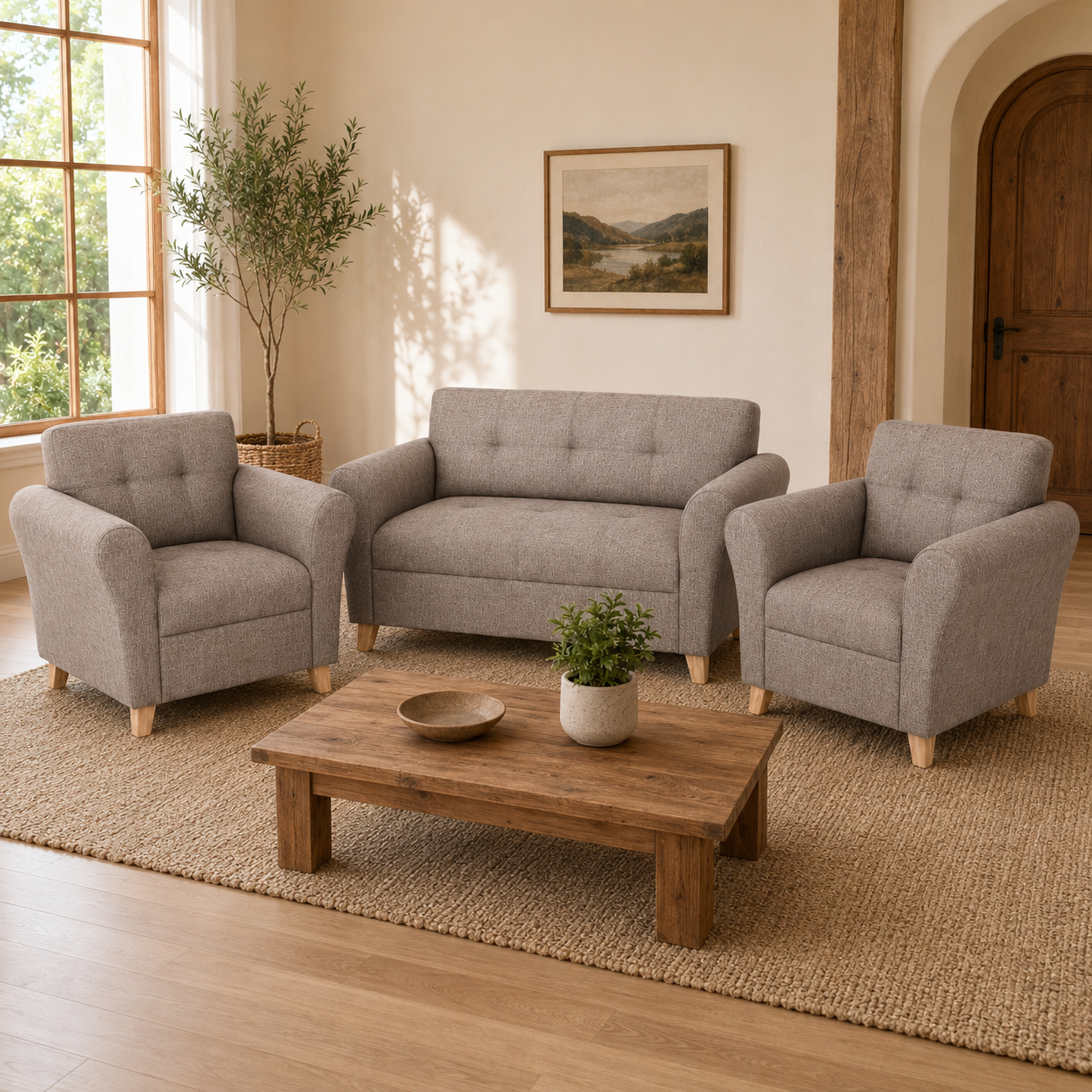 Juego de living 3 piezas – Sofá + 2 sillones