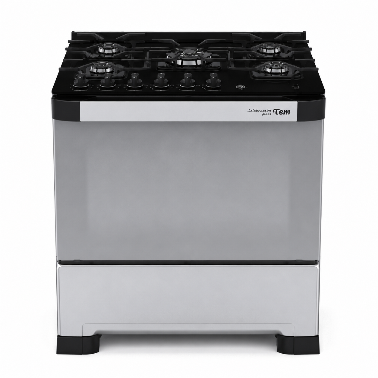 Cocina a Gas TEM Celebration Glass 5 Hornallas Acero Inoxidable