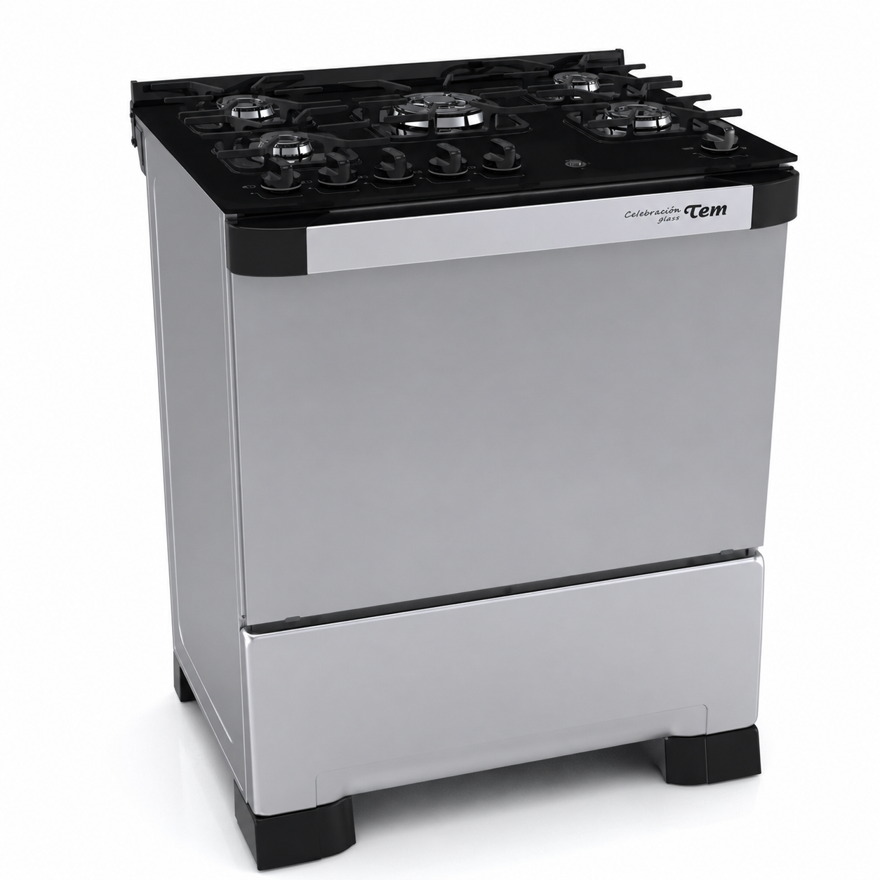 Cocina a Gas TEM Celebration Glass 5 Hornallas Acero Inoxidable