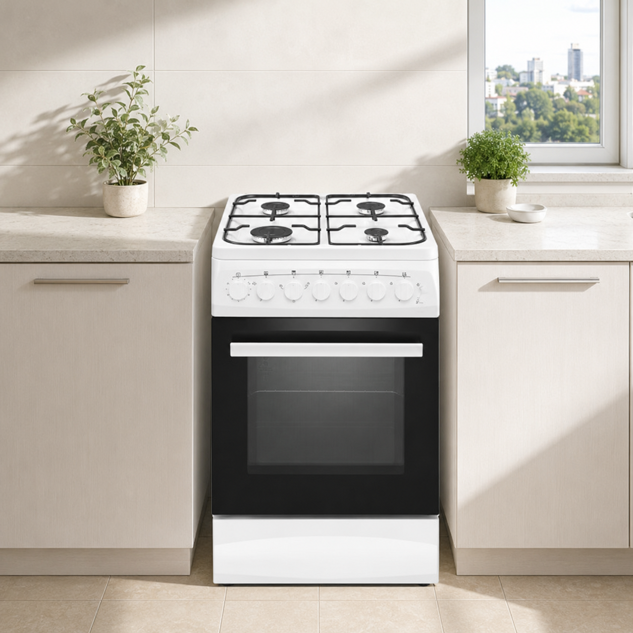 Cocina Enxuta CENX5542W Supergás 4 Hornallas con Grill Eléctrico (Sin Vidrio Superior)