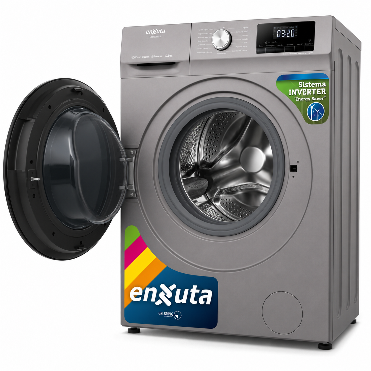 Lavarropas Enxuta Smart Inverter 10,5 kg Carga Frontal Titanio – LENXS01050T