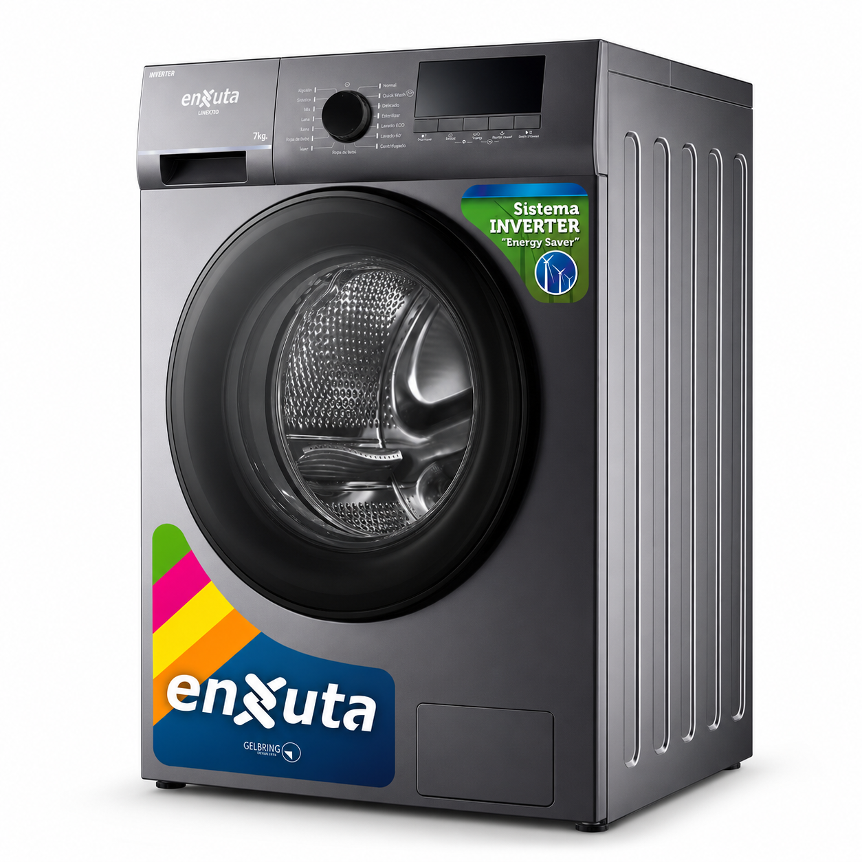 Lavarropas Enxuta Inverter 7 kg Carga Frontal Titanio – LENX770T