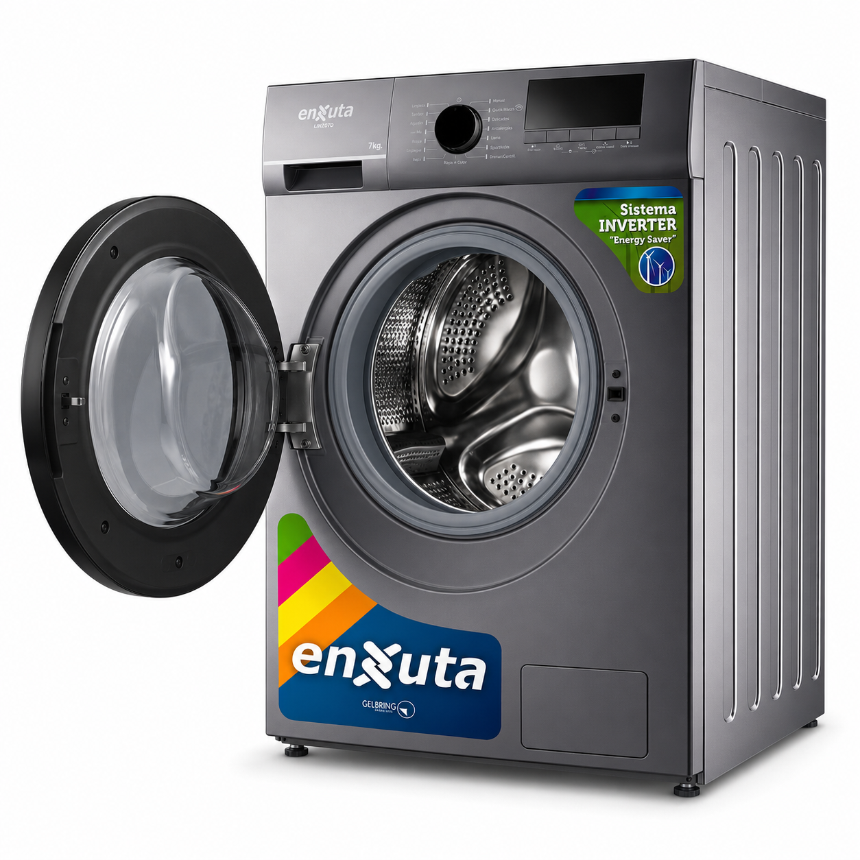 Lavarropas Enxuta Inverter 7 kg Carga Frontal Titanio – LENX770T
