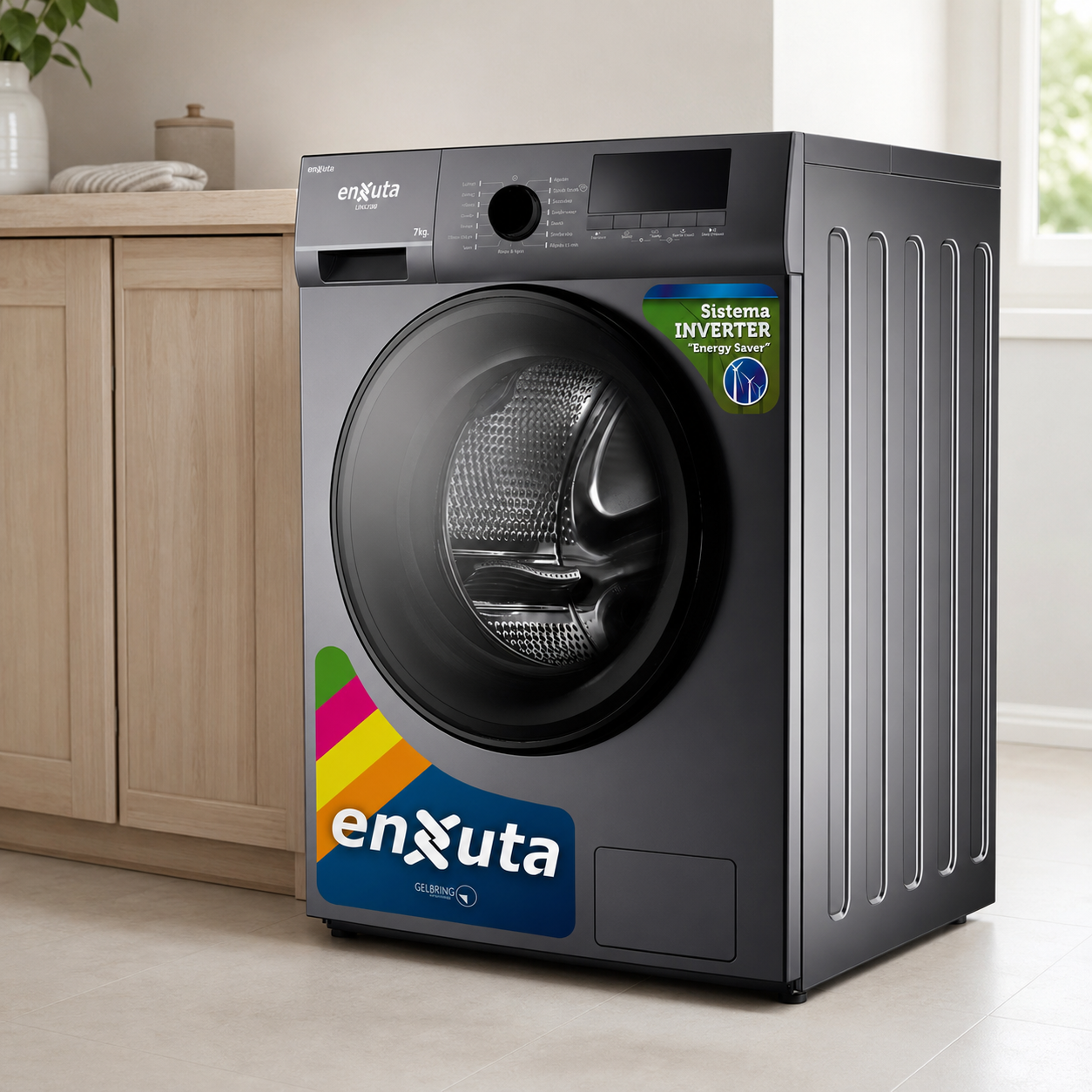 Lavarropas Enxuta Inverter 7 kg Carga Frontal Titanio – LENX770T