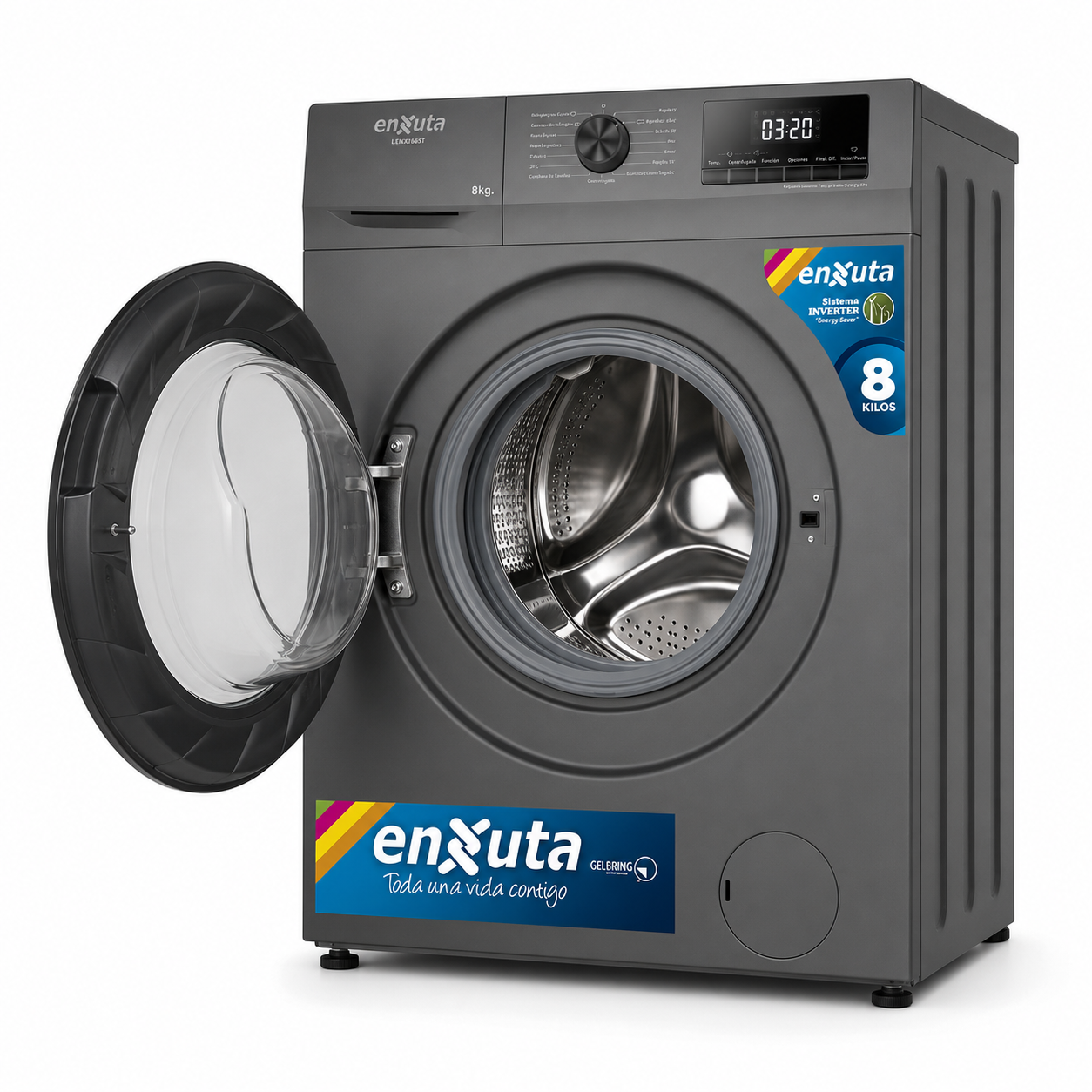 Lavarropas Enxuta Inverter 8 kg Carga Frontal Titanio – LENX1685T
