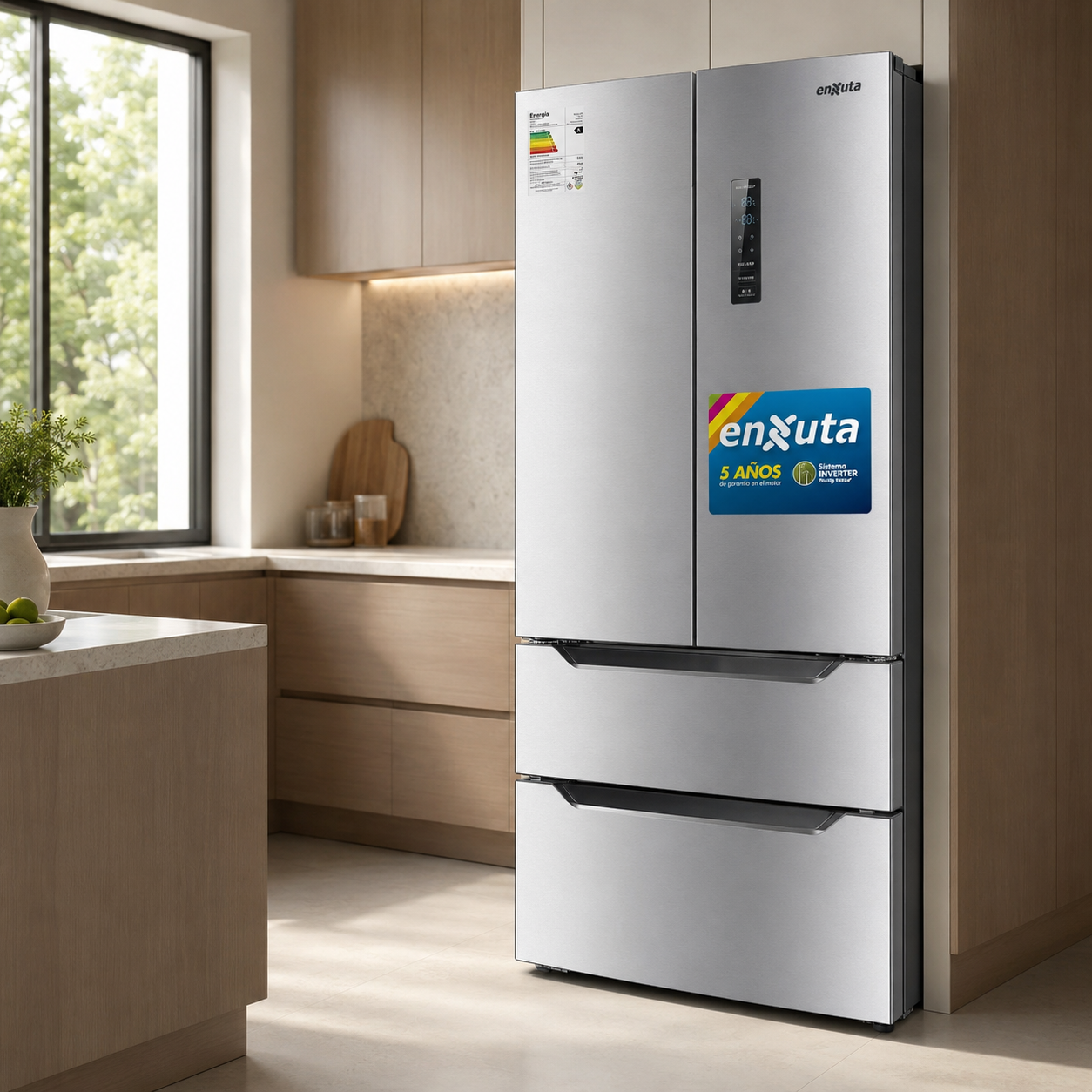 Heladera Enxuta 4 Puertas Inverter RENXFD300I Inox – Sin Caja