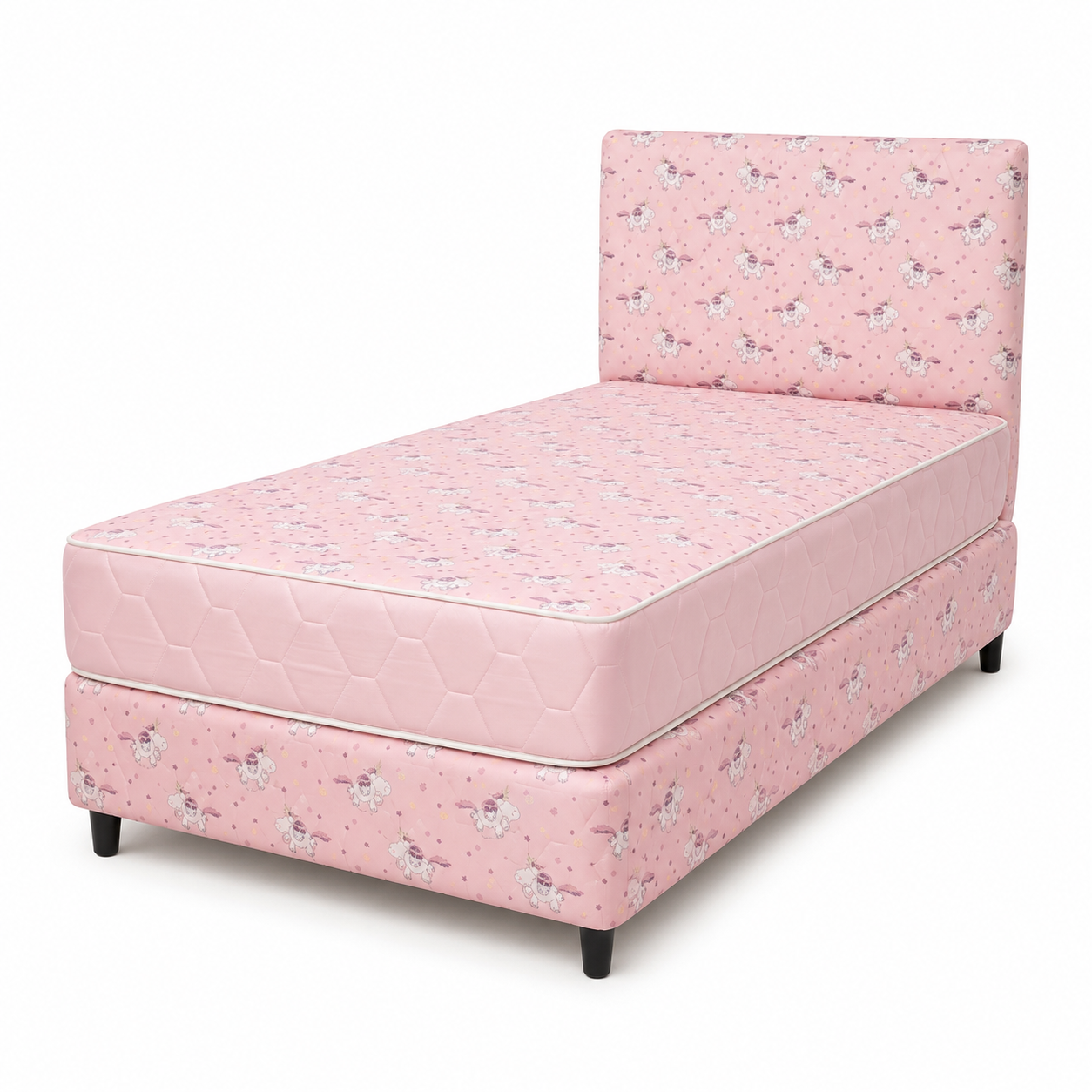 Sommier Y Colchon Infantil Rosado