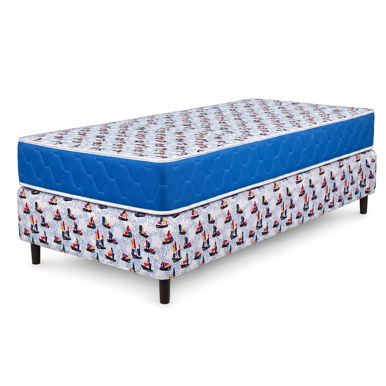 Sommier Y Colchon Infantil Rosado Azul