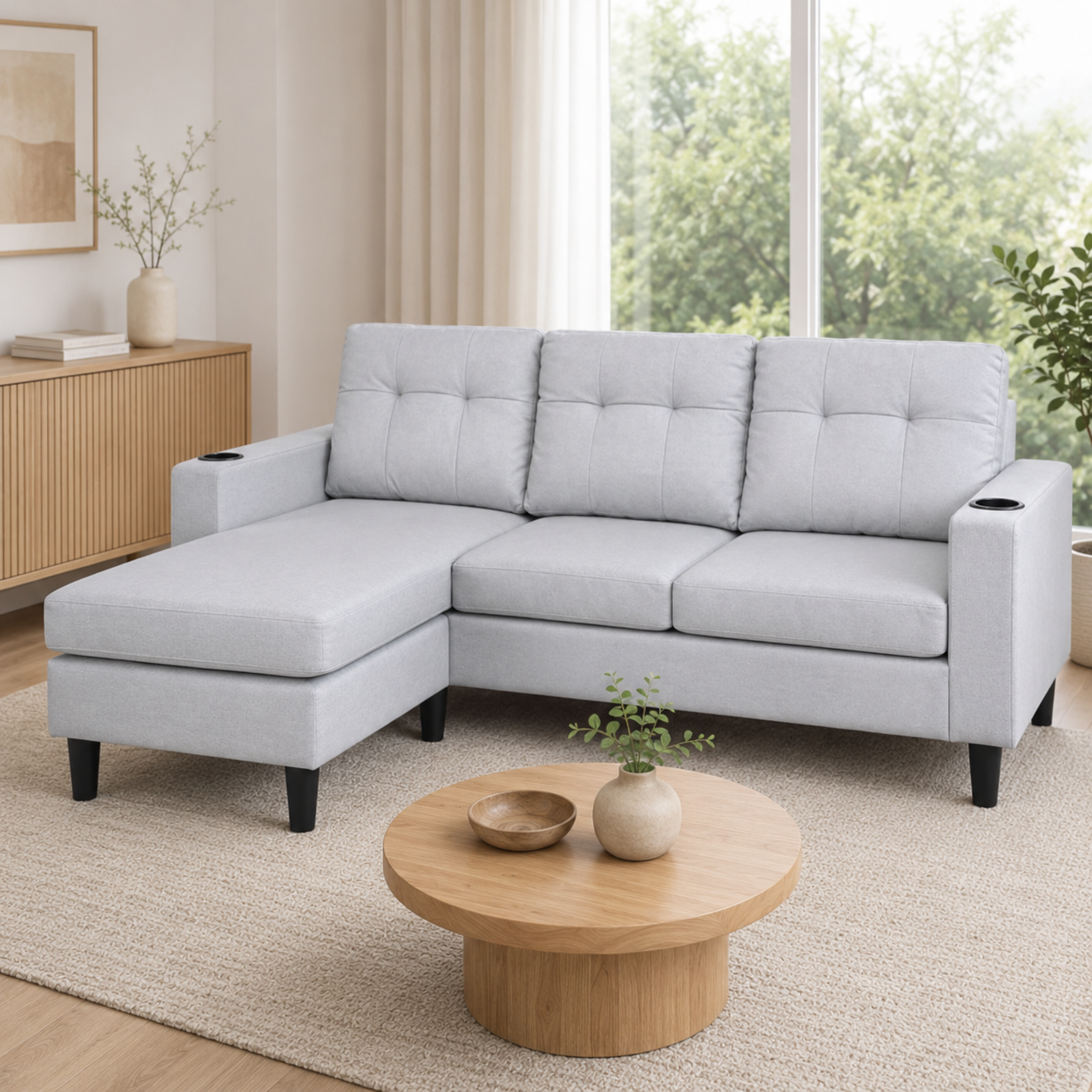Sofá de Living de 3 Cuerpos con Chaise Longue
