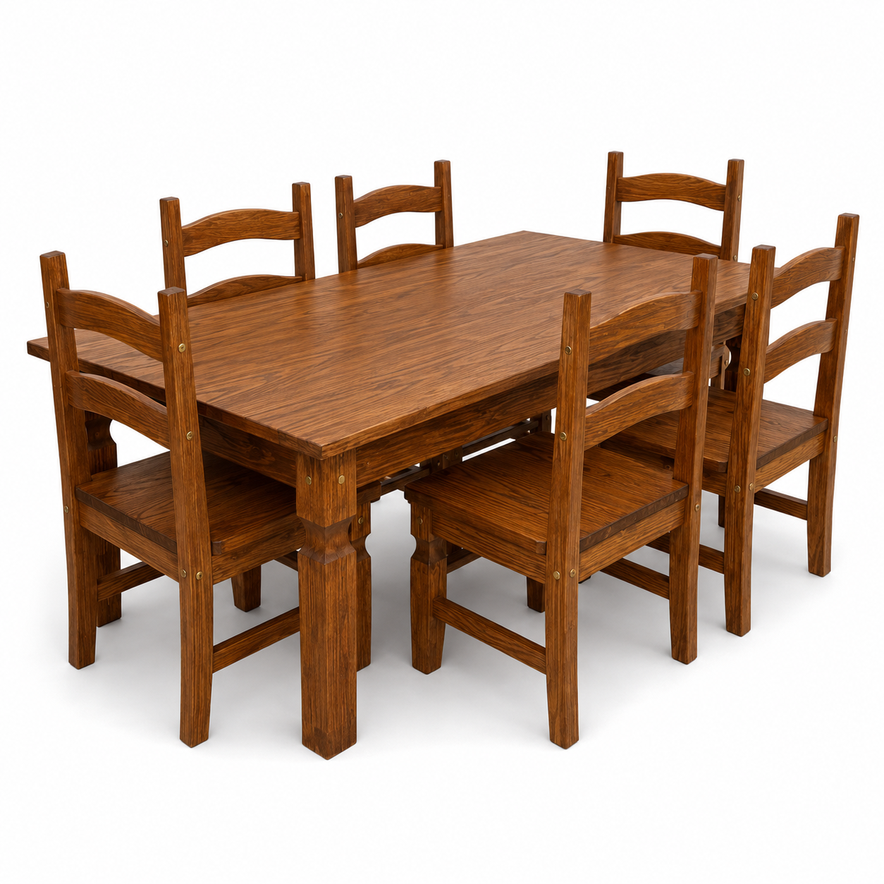 Juego de Comedor Línea Marrueco con Mesa y 6 Sillas de Madera