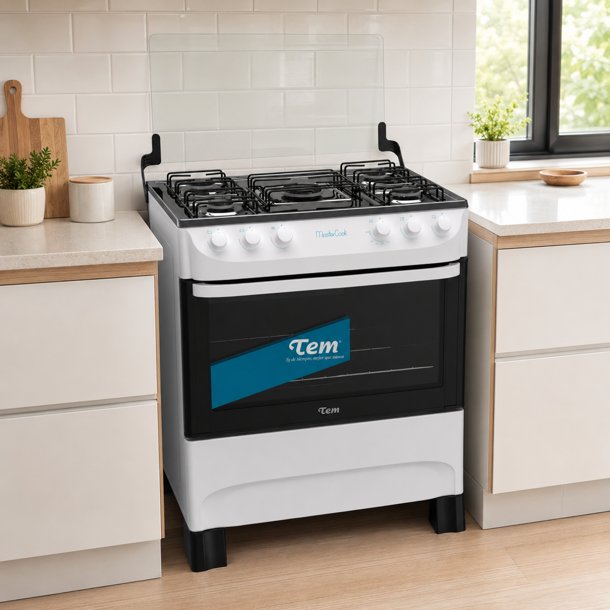 Cocina TEM Mastercook Z2709 Blanca – 5 Hornallas a Gas (Sin Caja)