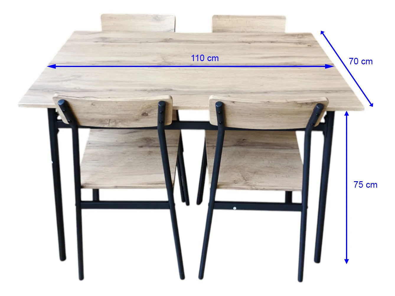 Juego Comedor Mesa C/4 Sillas Hierro Y Madera