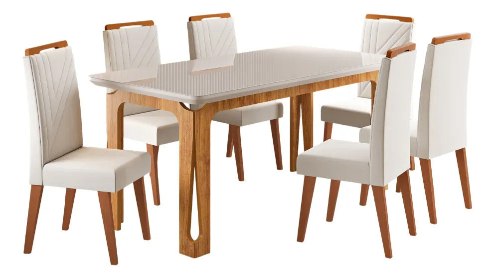 Juego de Comedor Moderno de 6 Sillas Tapizadas