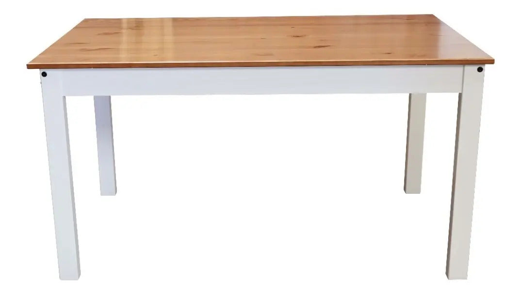 Juego de Comedor Bicolor de 4 Sillas – Mesa Madera Natural y Blanco