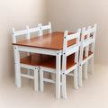 Juego de Comedor Bicolor de 4 Sillas – Mesa Madera Natural y Blanco