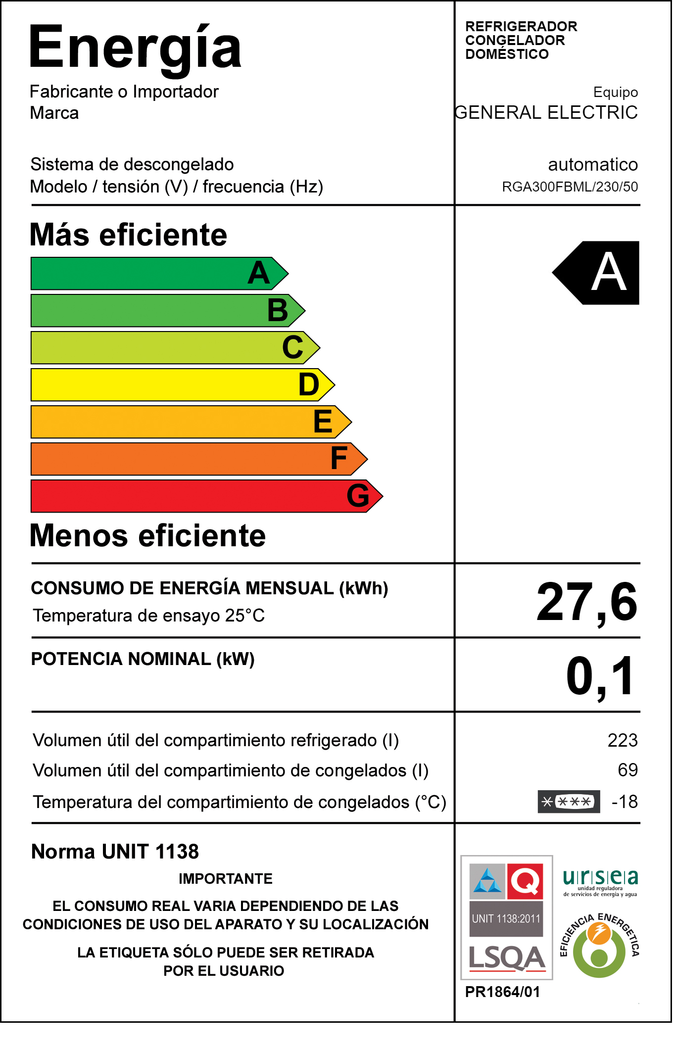 Heladera GE Frío Seco 300 Lts Acero Inoxidable con Dispensador de Agua