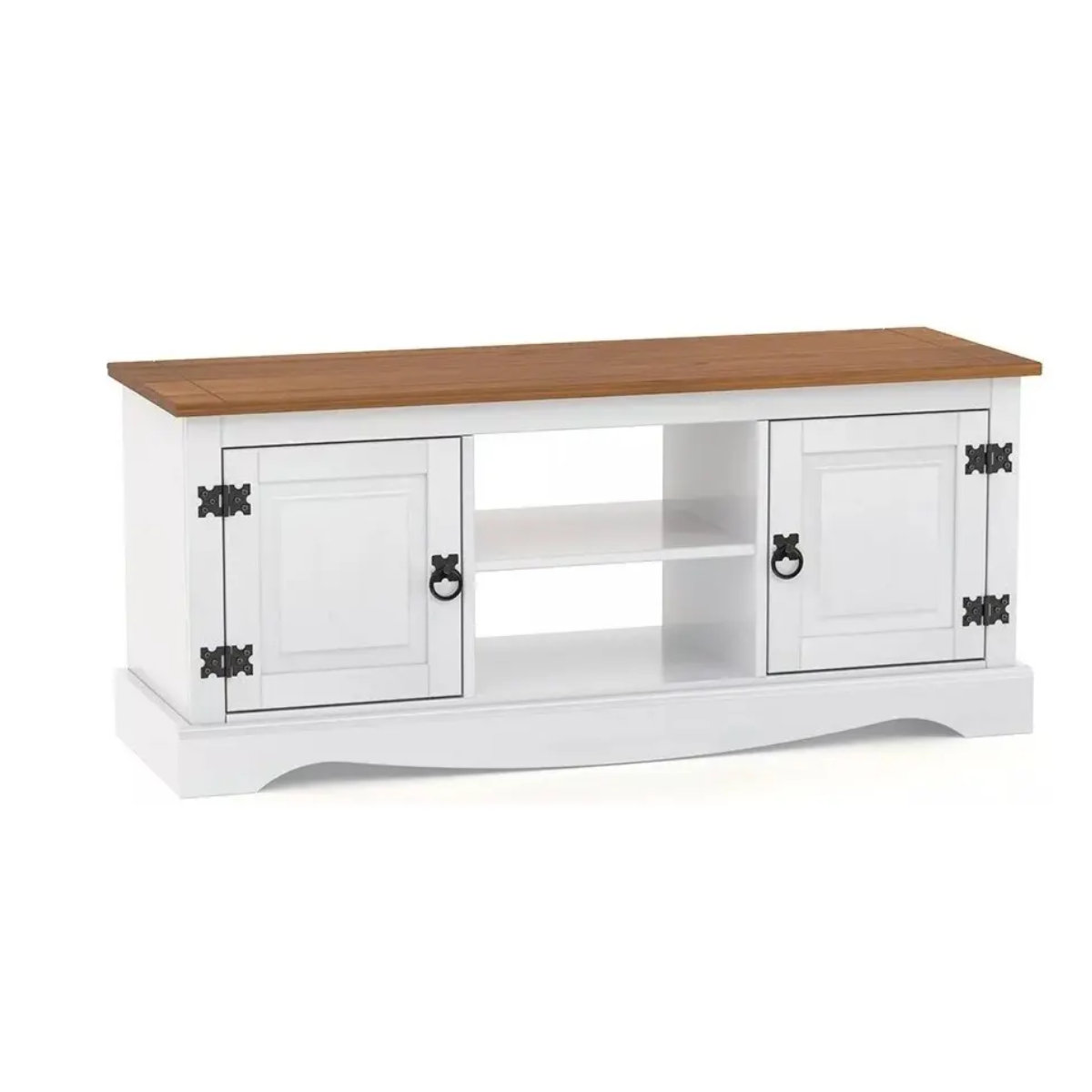Rack Aparador En Madera Maciza Dos Puertas Linea Mexicana Color Blanco