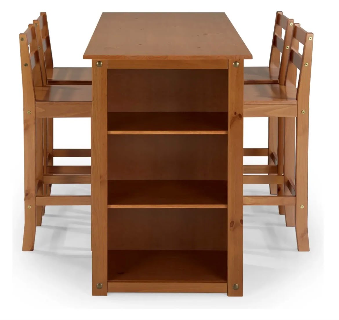 Mesa desayunadora / Barra con estantería lateral + banquetas