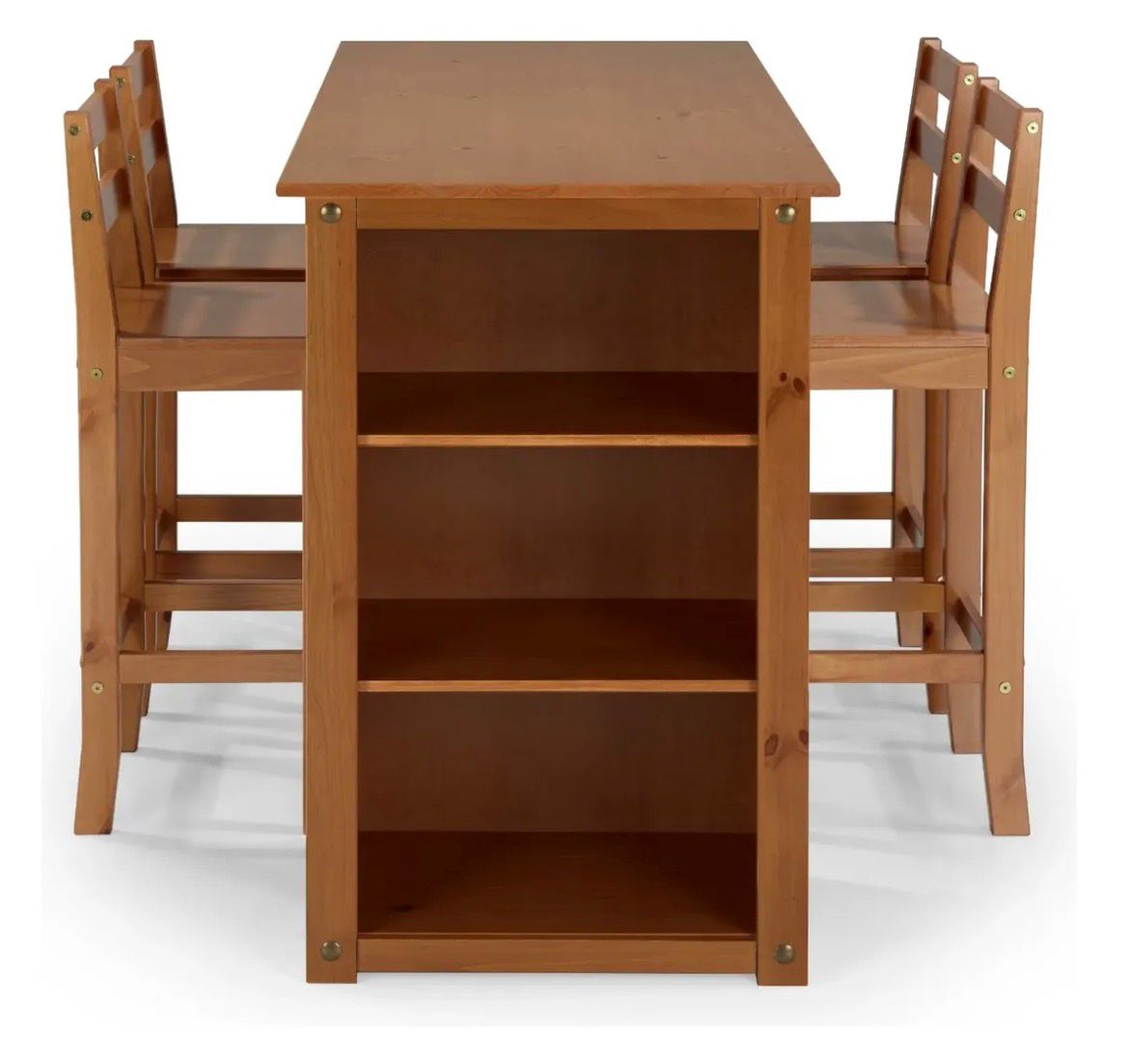 Mesa Barra Desayunador de Madera con Estantes Laterales