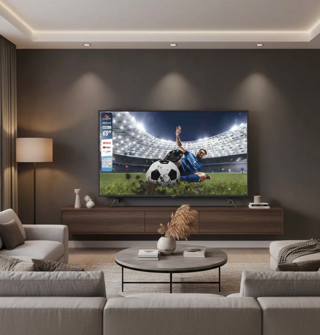Smart TV Enxuta 65” 4K Ultra HD con Google TV y Dolby Audio